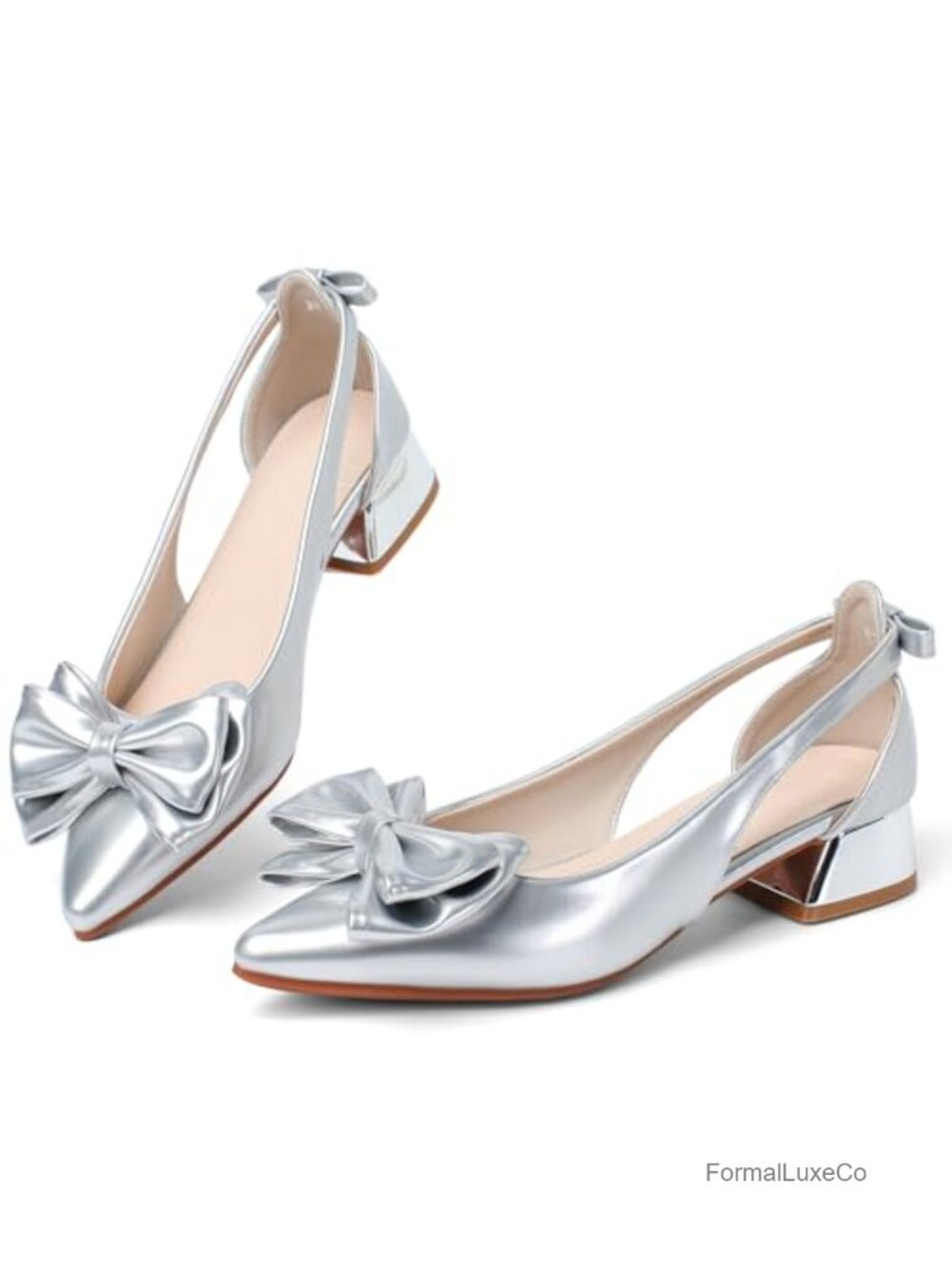 Slingback Jane Heels Women Low Block Heel Closed Square Toe Pump Shoes